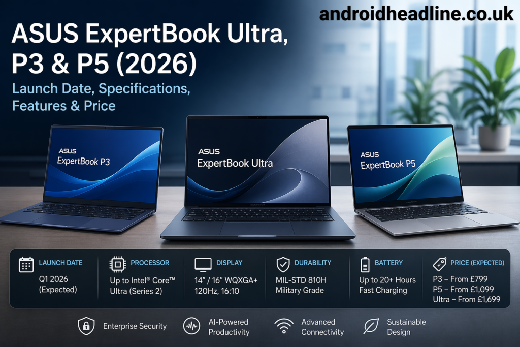 ASUS ExpertBook Ultra, P3 & P5 (2026): Launch Date, Specifications & Price
