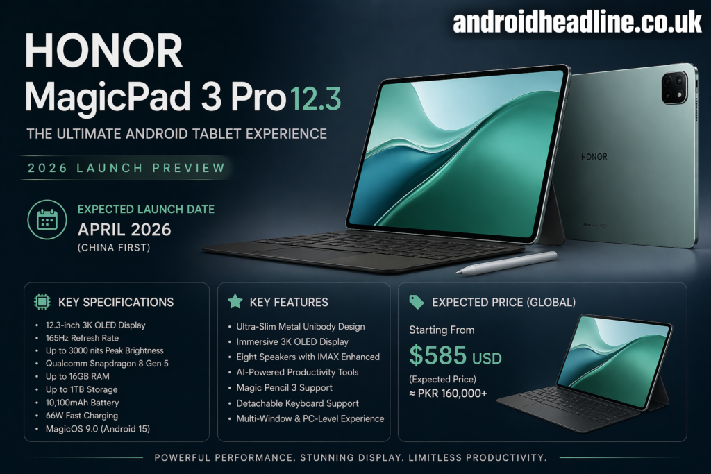 Honor MagicPad 3 Pro 12.3: Expected Launch Date, Specifications, Features & Price (2026)