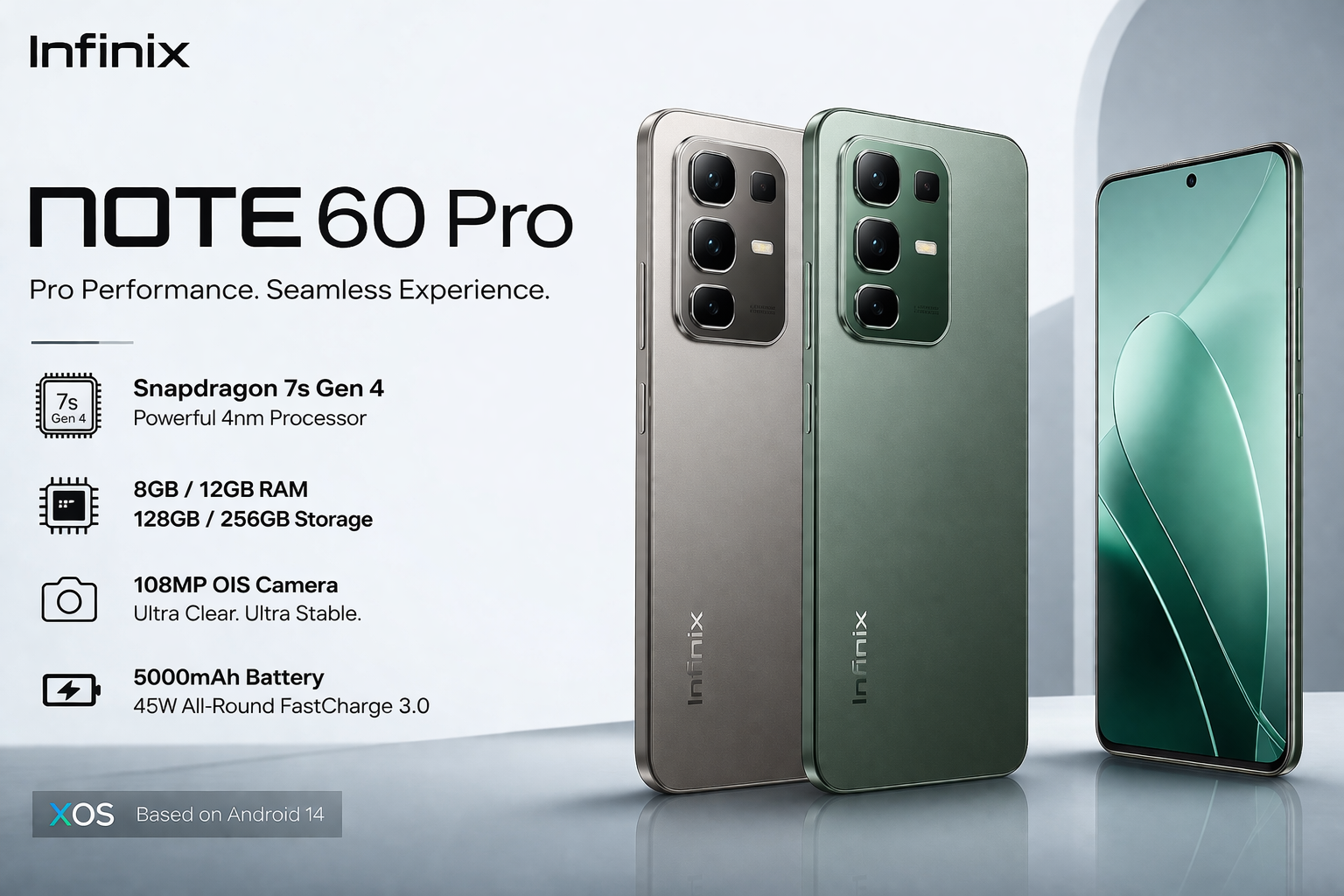 Infinix Note 60 Pro – Snapdragon 7s Gen 4, 8GB/12GB RAM & 128GB/256GB Storage