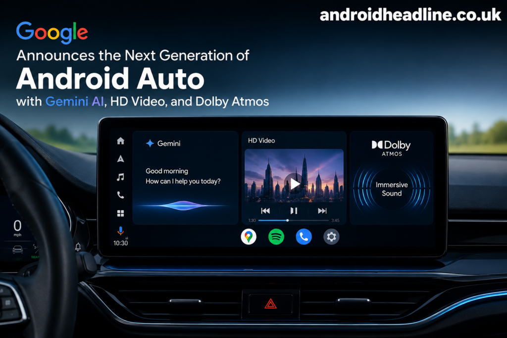 Google Announces Next-Generation Android Auto with Gemini AI, HD Video & Dolby Atmos