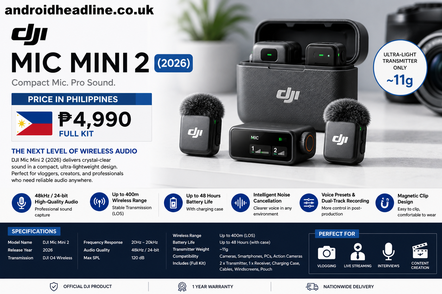 DJI Mic Mini 2 (2026): Price in Philippines, Features, Specifications & Launch Details