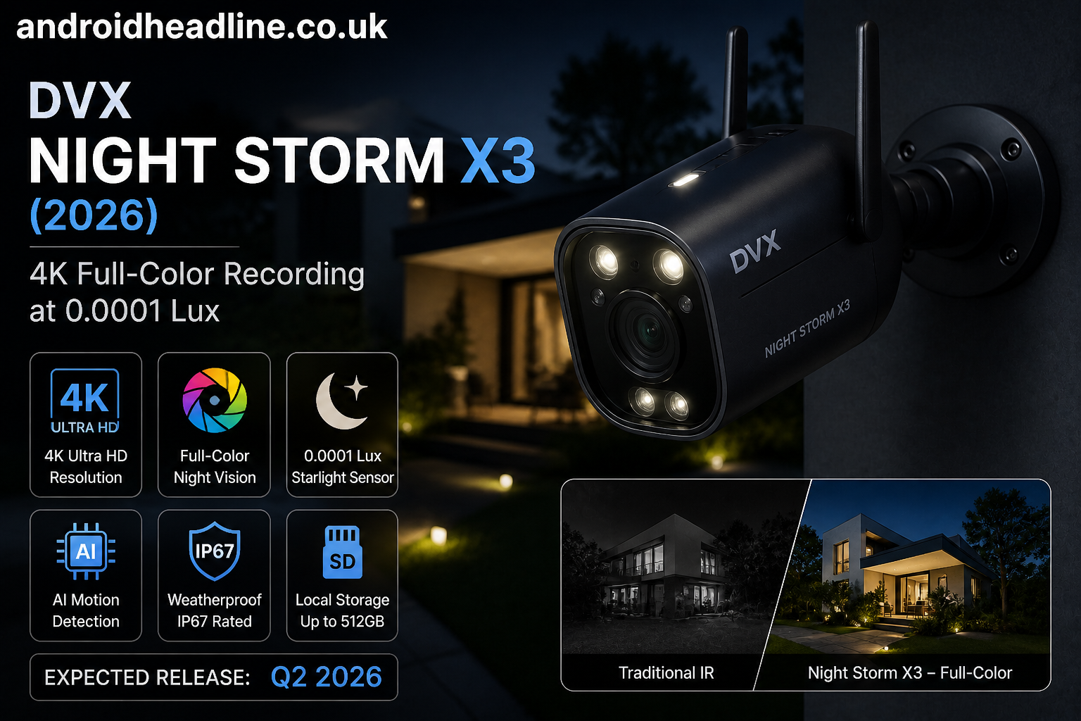 DVX Night Storm X3 (2026): 4K Full-Color Recording at 0.0001 Lux – Specs, Features & Release Date