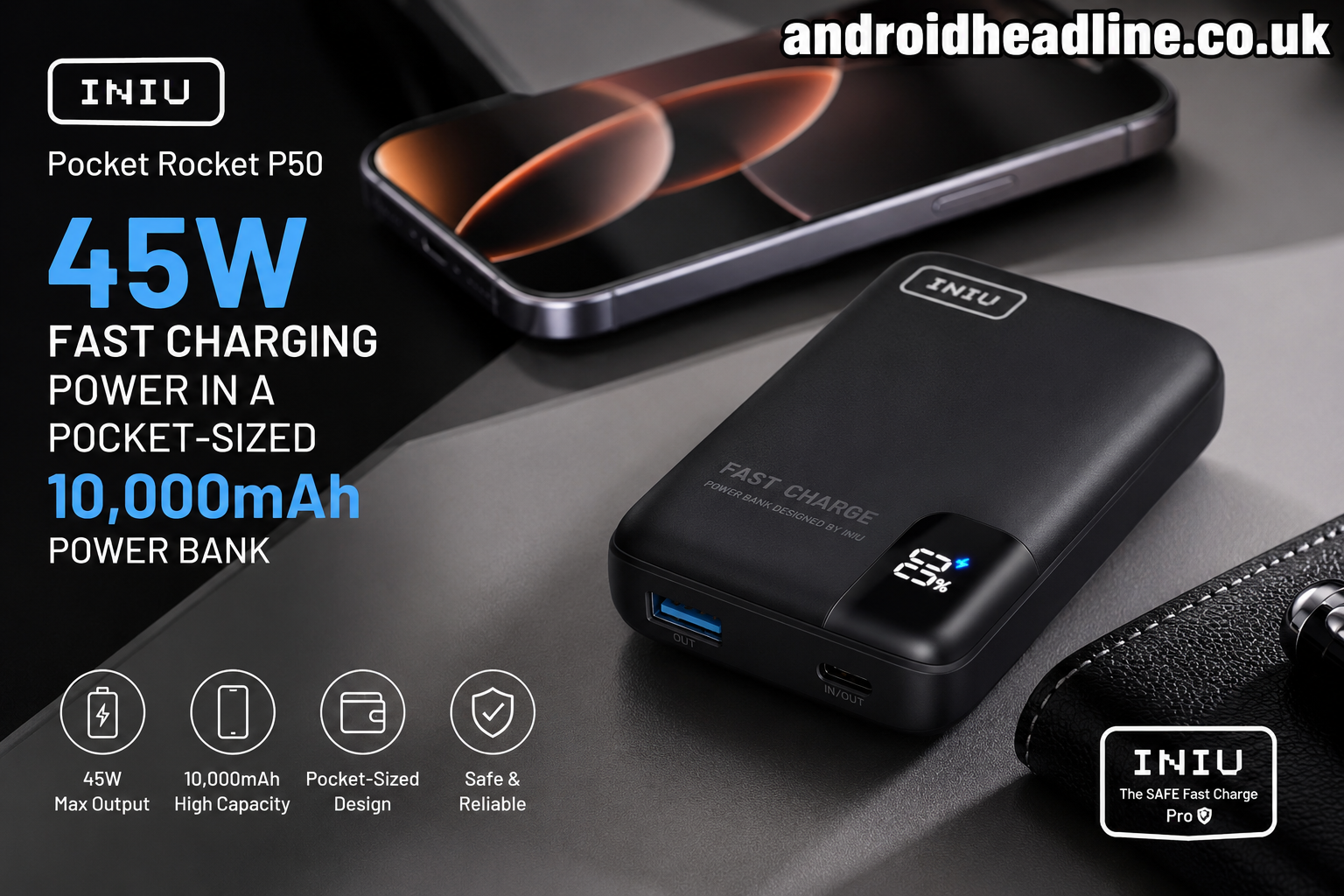 INIU Pocket Rocket P50: 45W Fast Charging Power in a Pocket-Sized 10,000mAh Power Bank