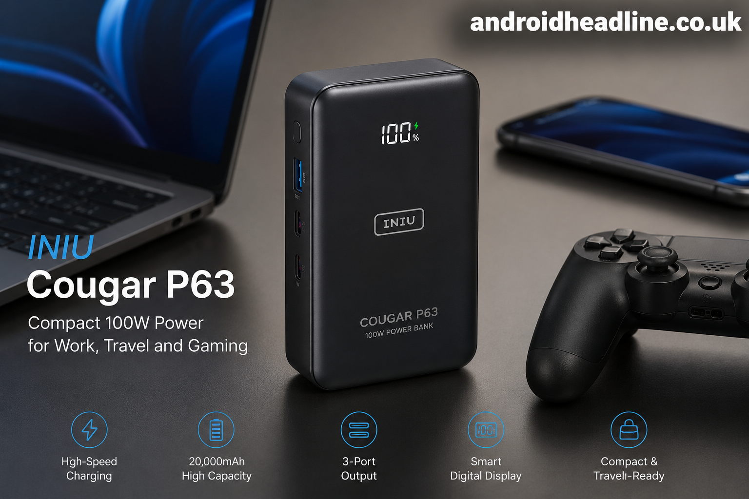 INIU Cougar P63 Launching Soon with 100W Fast Charging for Travel and Gaming